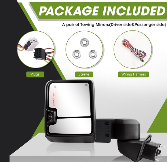 Switch back Tow mirrors set for Silverado 1500 2019 - 2024 power heated turn Signal