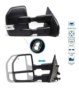 Towing mirrors for Ford F-150 2007 - 2014 Power, heated , Marker light turn signal. Puddle lights . - 0