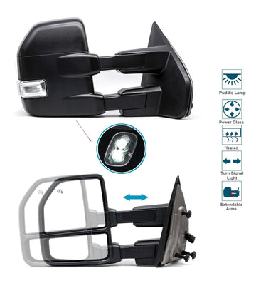 Towing mirrors for Ford F-150 2007 - 2014 Power, heated , Marker light turn signal. Puddle lights . - 0