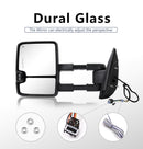 Switchback Towing Mirror, for 2007-2013 Chevy Silverado GMC Sierra Tow Mirrors with Power Adjusted Heated Glass Running Light Turn Signal Light Backup Lamp, Chrome,-5