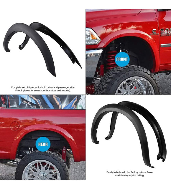 Tecman Fender Flares, Compatible with Ram 1500 Model 2010-2018 (Including 2019 - 2024 Classic models ) Injection Moulding Wheel Flares OE Style