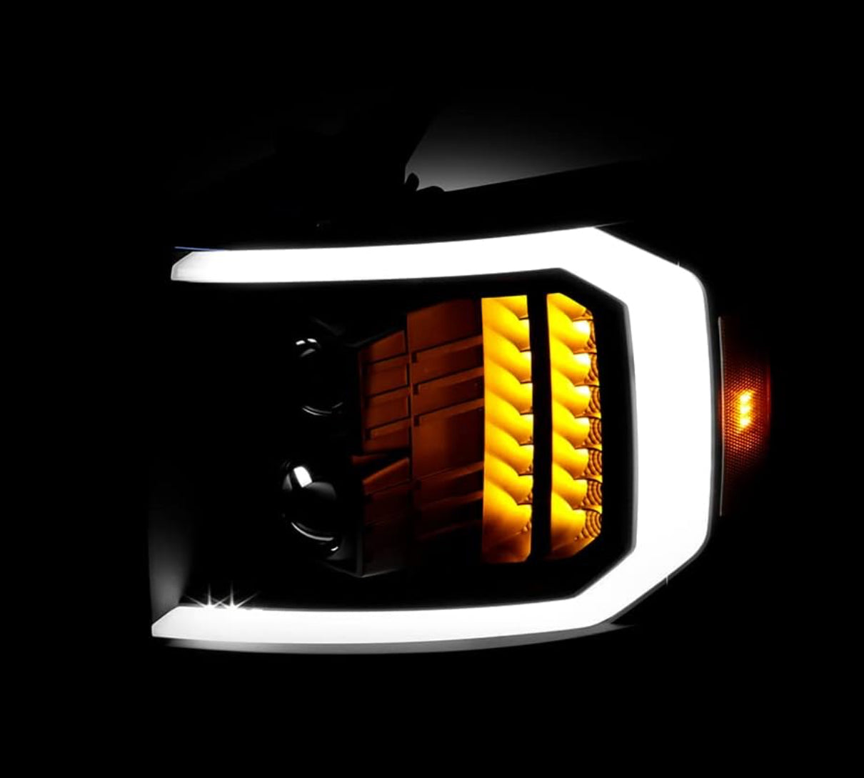 For 2007-2013 Chevy Silverado 1500 2500HD 3500HD Black LED Signal w/Light Tube Projector Headlights Headlamps