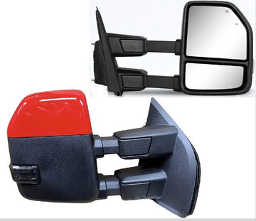 Towing mirrors for Ford f150 2021 - 2025 Power heated Blind spot monitor puddle lights painted Red Smoked lens