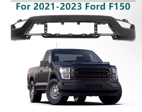 Tecman Front bumper face bar steel for Ford F150 2021-2023 smooth black without sensor holes FO1002461