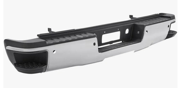 Tecman rear bumper Assembly 2015 - 2019 GMC Sierra Silverado 2500 3500 Rear Step Bumper Assemly Chrome - GM1103183 with sensor holes