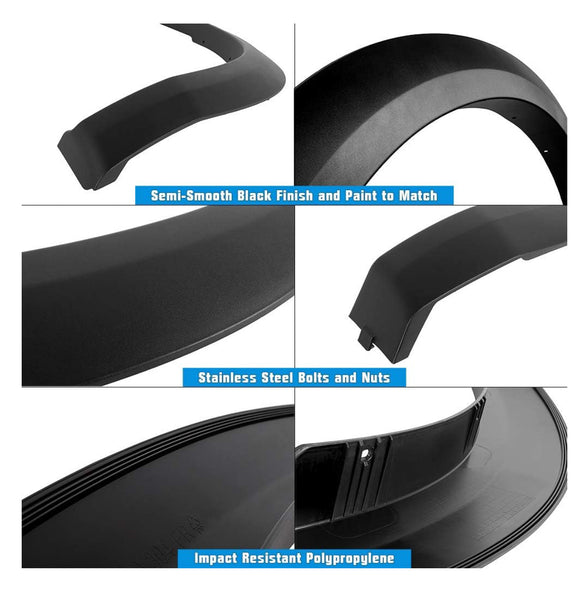 Tecman Fender Flares, Compatible with Ram 1500 Model 2010-2018 (Including 2019 - 2024 Classic models ) Injection Moulding Wheel Flares OE Style