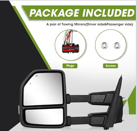 Towing mirrors for Ford f150 2021 - 2025 Power heated Blind spot monitor puddle lights painted white smoked lens - 0