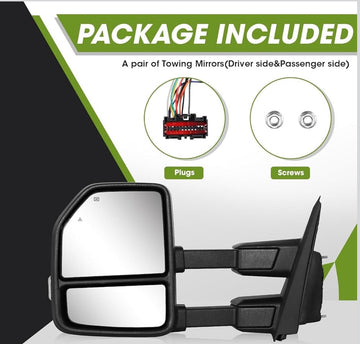 Towing mirrors for Ford f150 2021 - 2025 Power heated Blind spot monitor puddle lights painted white smoked lens - 0
