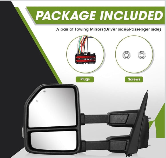 Towing mirrors for Ford f150 2021 - 2025 Power heated Blind spot monitor puddle lights painted Red Smoked lens
