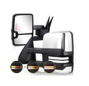 Switchback Towing Mirrors for 2003-2007 Chevy Silverado Side Mirrors GMC Sierra Tow Mirrors with Dynamic Turn Signal&Running Light Backup Lamp Power Heated Extendable Pair Set(Chrome)-1