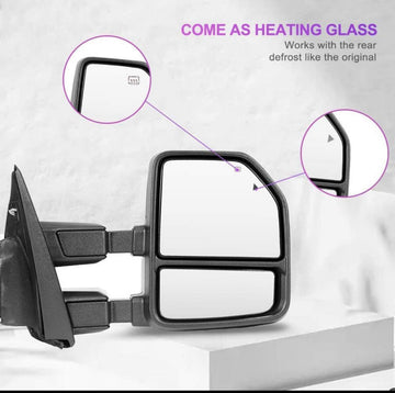 Power Folding Towing mirrors for Ford f150 2015 -2020 Power heated Blind spot monitor Temperature sensor puddle lights chrome - 0
