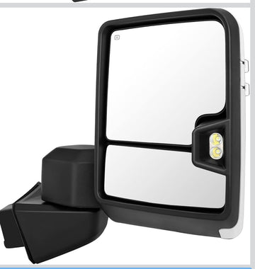 Passenger side RH Tow mirror for Silverado 1500 2019 - 2024 power heated turn Signal Chrome - 0