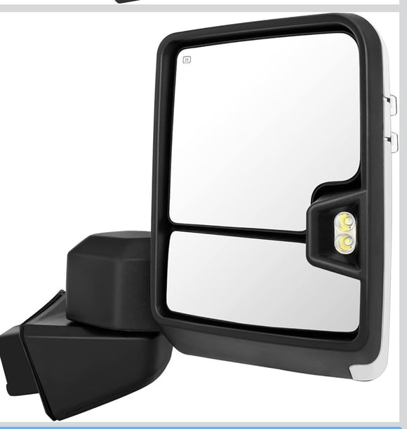 Passenger side RH Tow mirror for Silverado 1500 2019 - 2024 power heated turn Signal Chrome