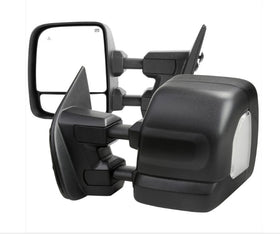 Power Adjustable, BSM, Manually Extendable Black Towing Mirrors with Clear Lens LED Turn Signal and Puddle Lights Nissan Titan 2016-2022