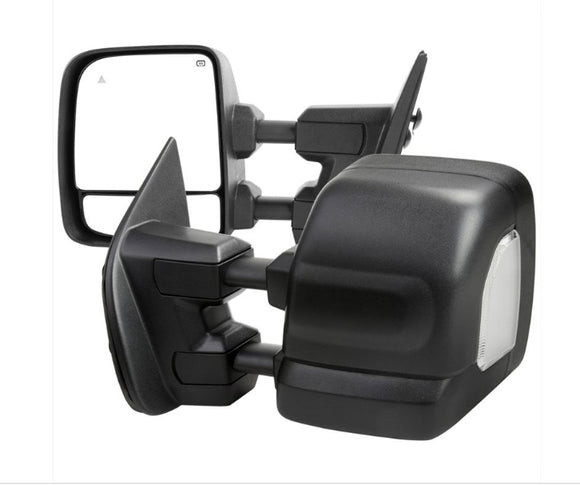 Power Adjustable, BSM, Manually Extendable Black Towing Mirrors with Clear Lens LED Turn Signal and Puddle Lights Nissan Titan 2016-2022