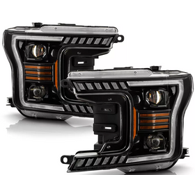 Tecman Headlights set for Ford F150 2018 - 2020 Black Housing Clear lens Led Replaces FO2502372 FO2503372