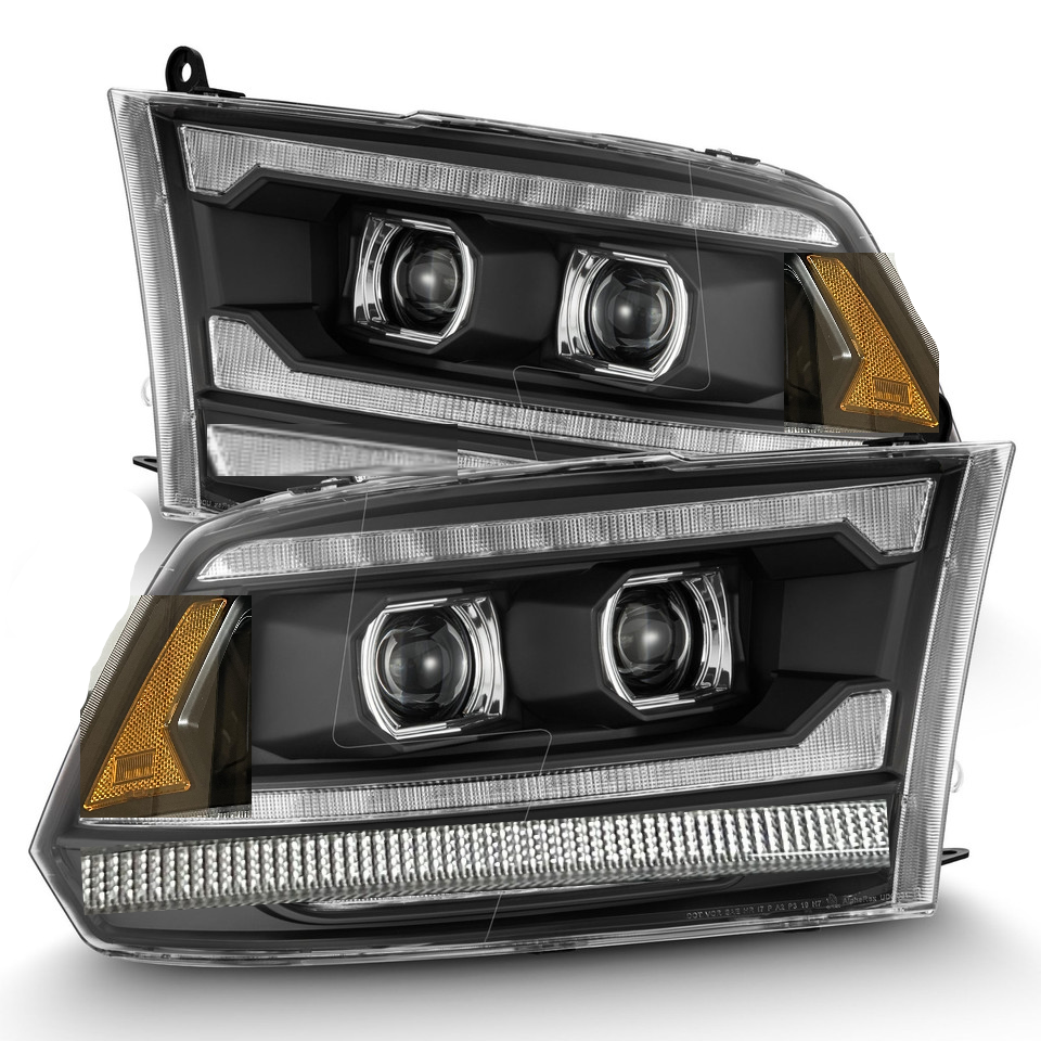 Tecman Headlights set for Ram 2009 - 2018 ( Classic 2019 - 2024 Black Housing Clear lens Led Replaces CH2519135