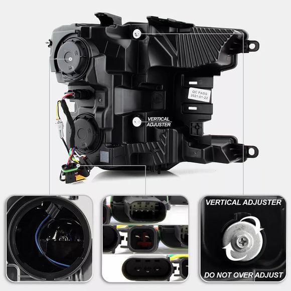 Tecman Headlights set for Ford F150 2018 - 2020 Black Housing Clear lens Led Replaces FO2502372 FO2503372