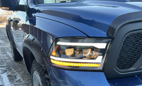 Tecman Headlights set for Ram 2009 - 2018 ( Classic 2019 - 2024 Black Housing Clear lens Led Replaces CH2519135 - 0