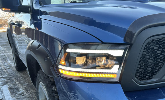 Tecman Headlights set for Ram 2009 - 2018 ( Classic 2019 - 2024 Black Housing Clear lens Led Replaces CH2519135