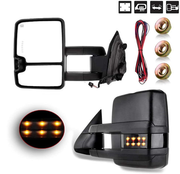 Towing mirrors for Silverado Sierra 03 - 06 power heated Smoked signals