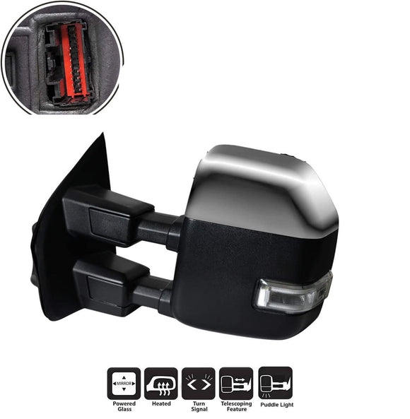 Towing mirror fits Ford F250 F350 2017 - 2021  Power Heated Signal Driver side LH Chrome