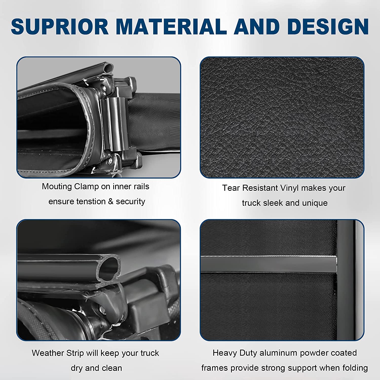 Soft Trifold Tonneau Cover fits Silverado Sierra 2014 - 2018 6.6ft - Tecman Automotive inc  
