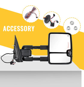 Towing mirrors for Silverado Sierra white led Running lights Amber turn Signal power heated - 0