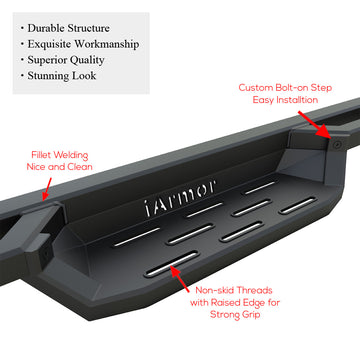 IA06NAH8B Drop Steps Armor Compatible with Ford F150 2015-2023 Super Cab & F-250 F-350 Super Duty 2017-2022 (Nerf Bar | Side Steps | Side Bars) - 0